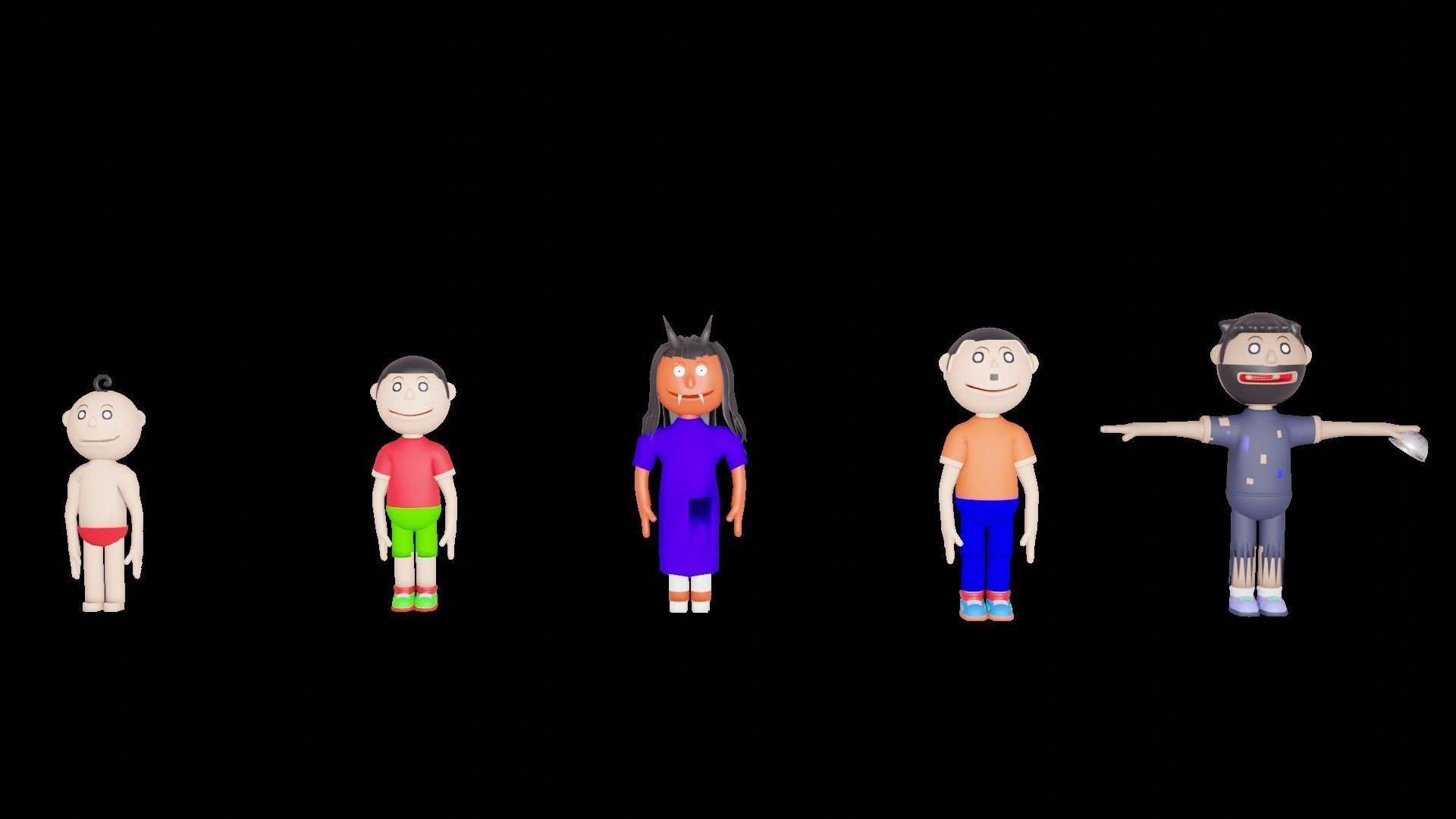 Cartoon Character Pack Low-poly 3D model_8