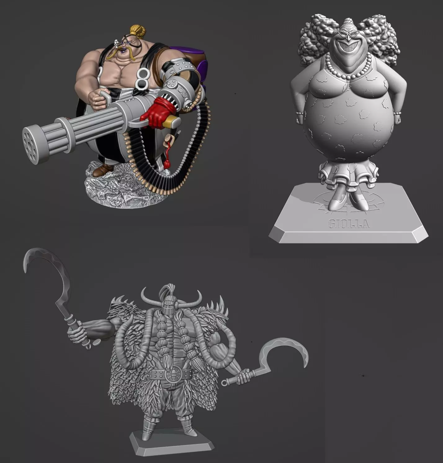 Fan Art One Piece Jack and Queen and Giolla 3D print model