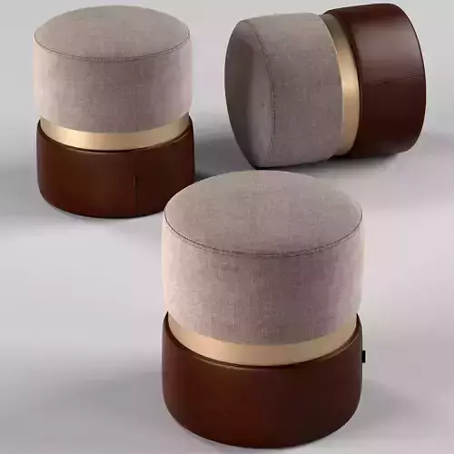 Pufic ottoman with fabric and base 3D model