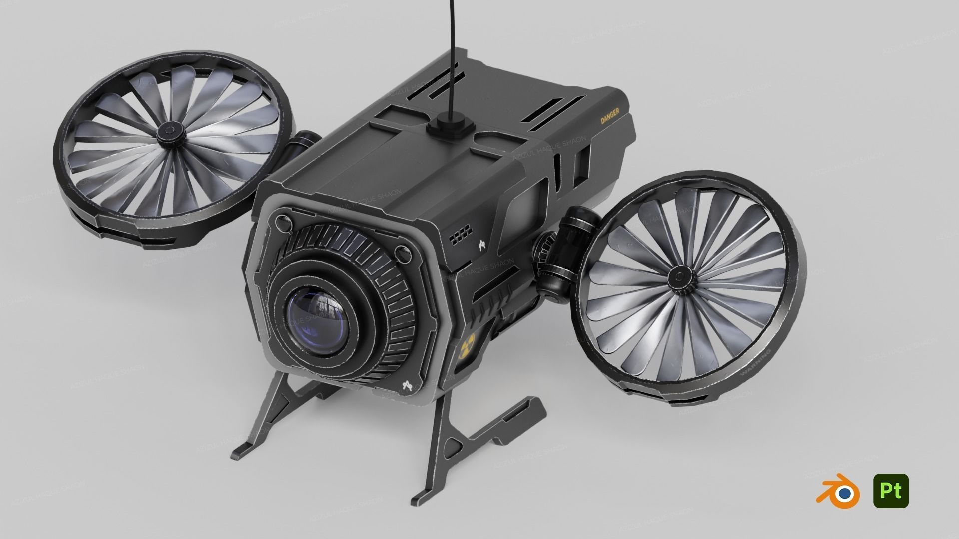 Sci Fi Military Robot Drone Concept 3D model_7