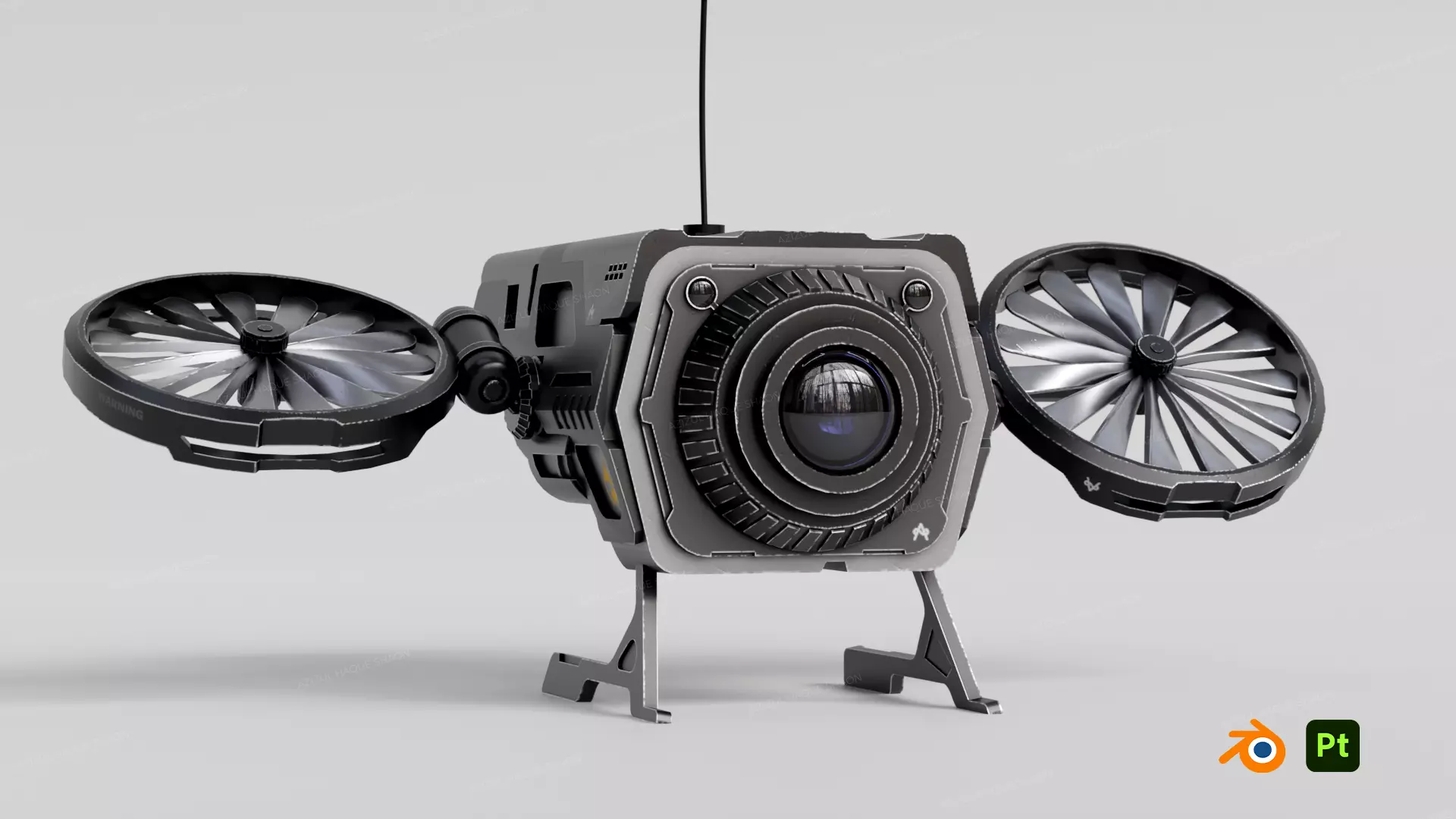 Sci Fi Military Robot Drone Concept 3D model_0
