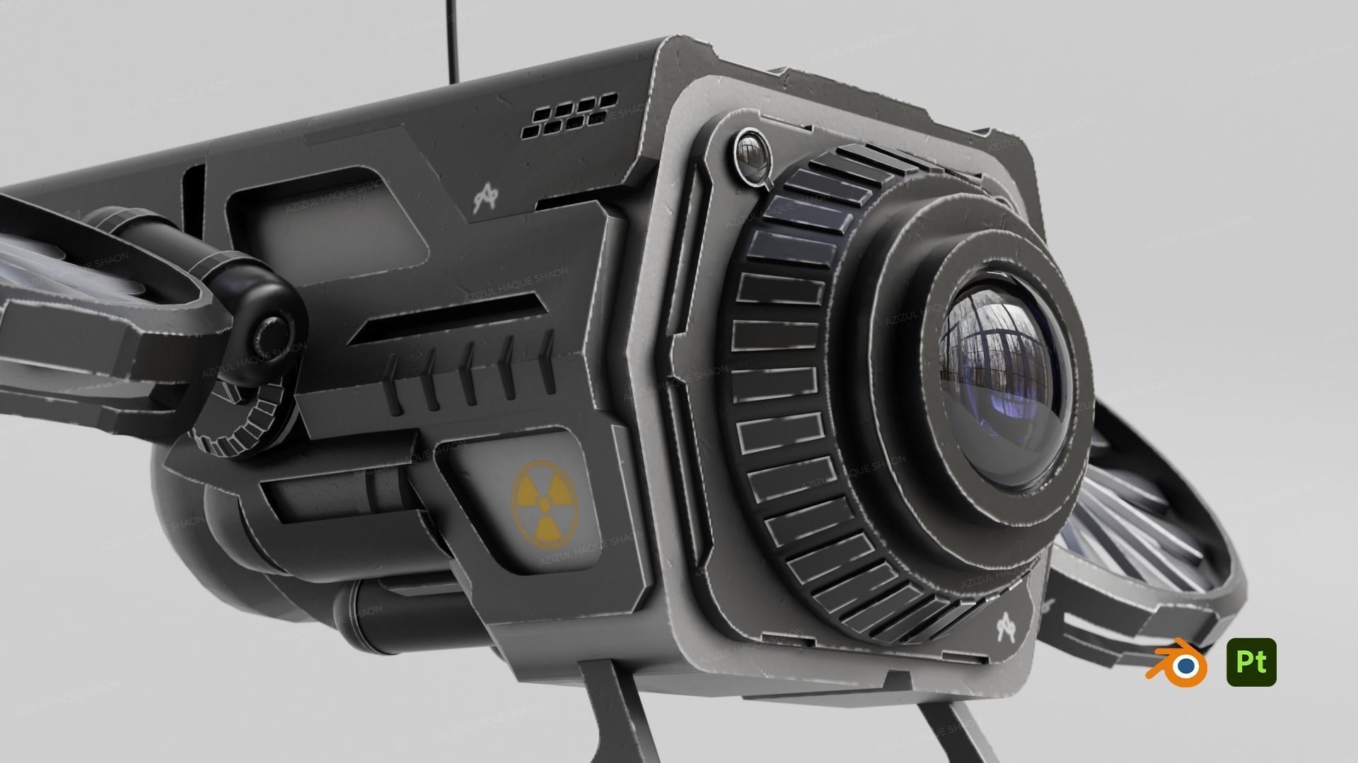 Sci Fi Military Robot Drone Concept 3D model_4