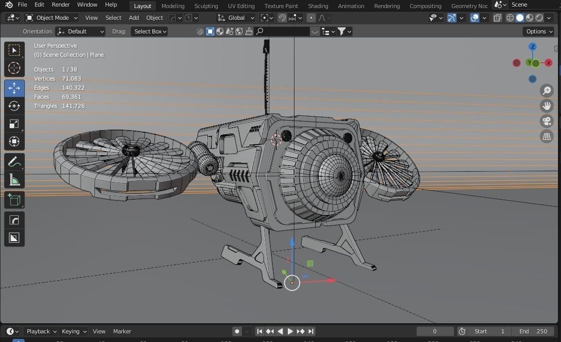 Sci Fi Military Robot Drone Concept 3D model_13