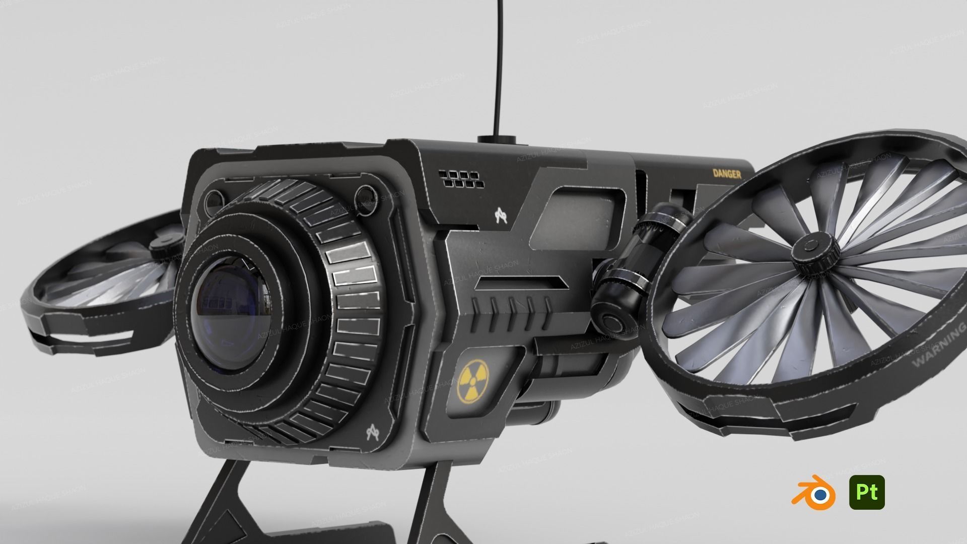 Sci Fi Military Robot Drone Concept 3D model_3