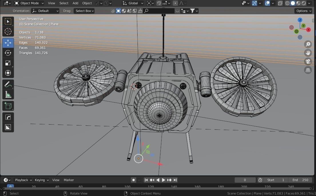 Sci Fi Military Robot Drone Concept 3D model_9
