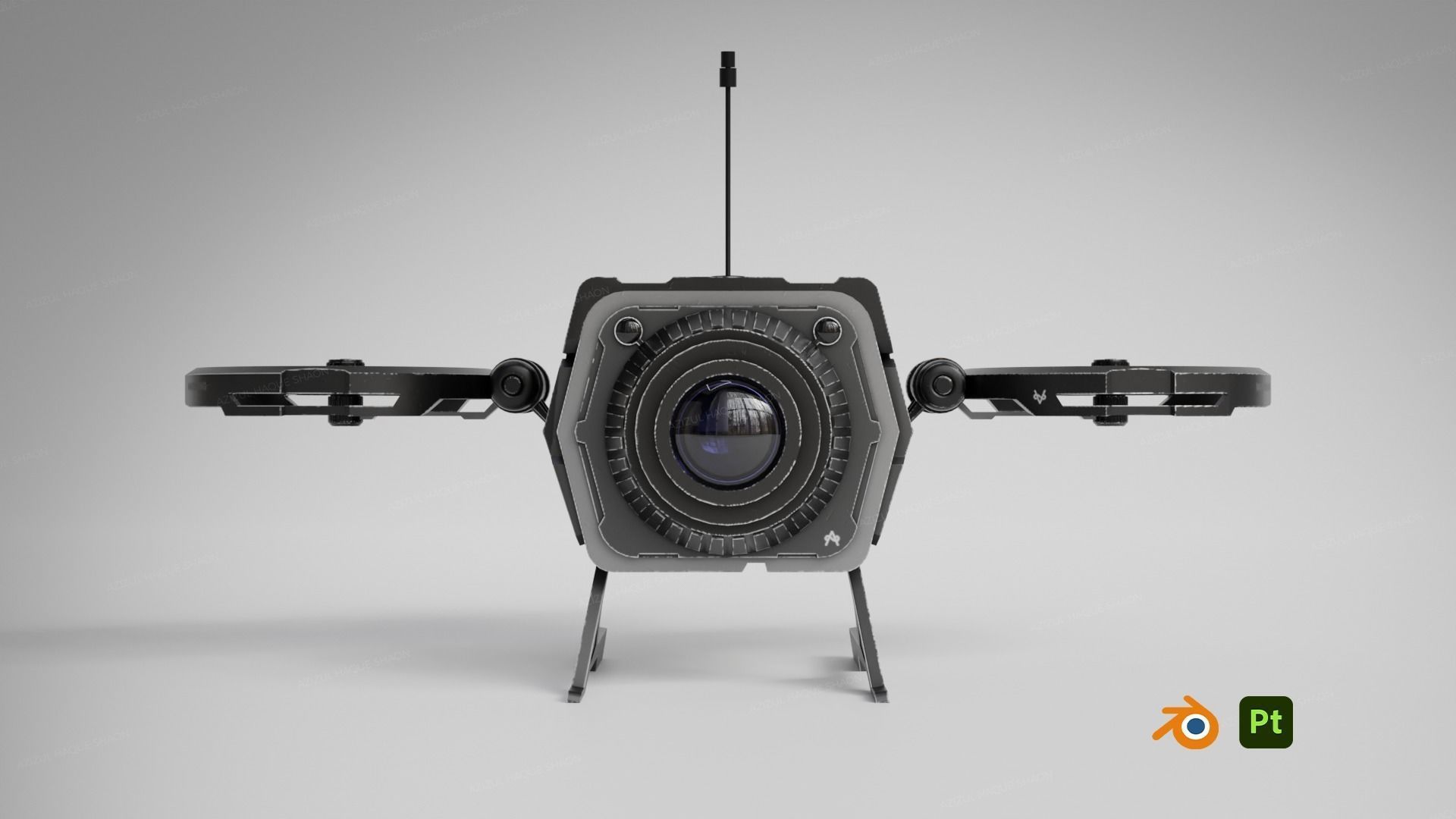 Sci Fi Military Robot Drone Concept 3D model_1