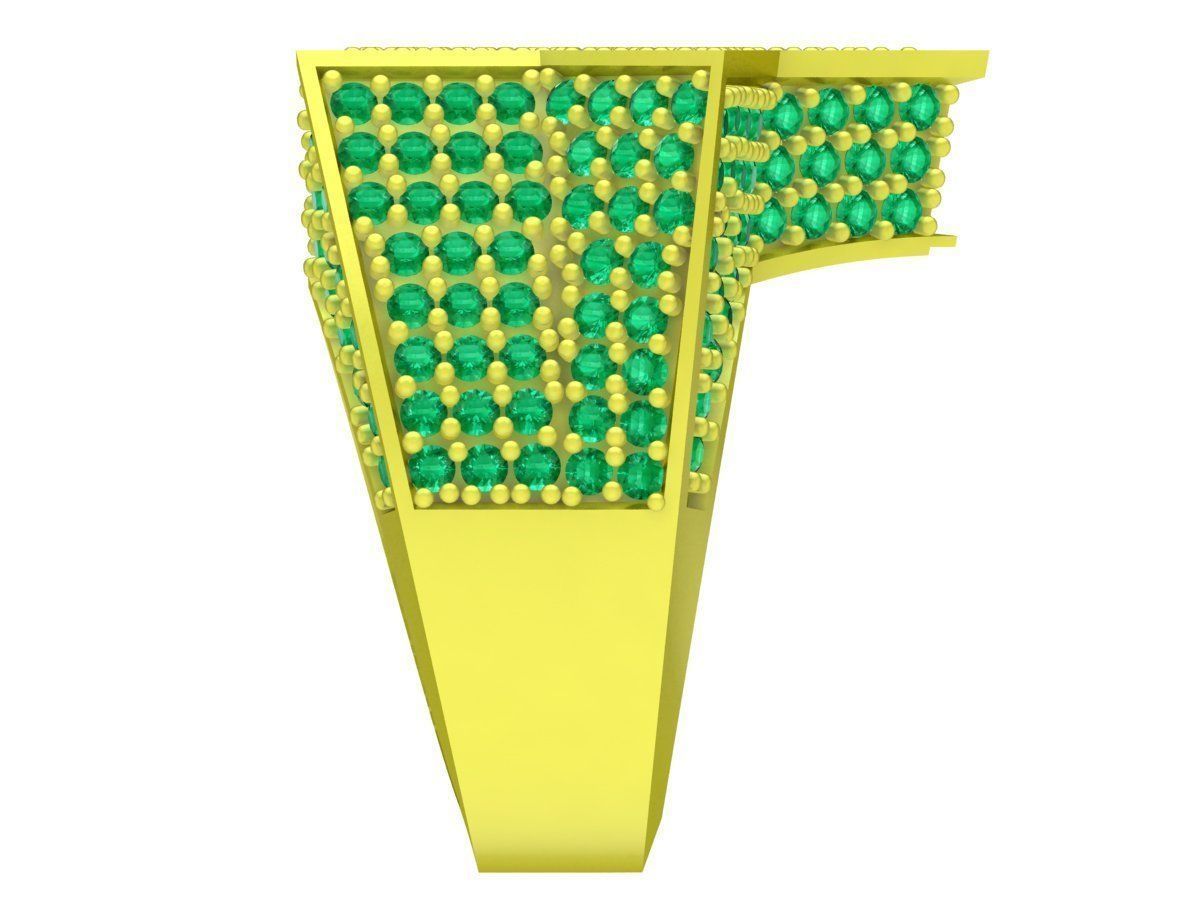 Hip Hop Star Shape Diamond Men Ring 4059  3D print model_3