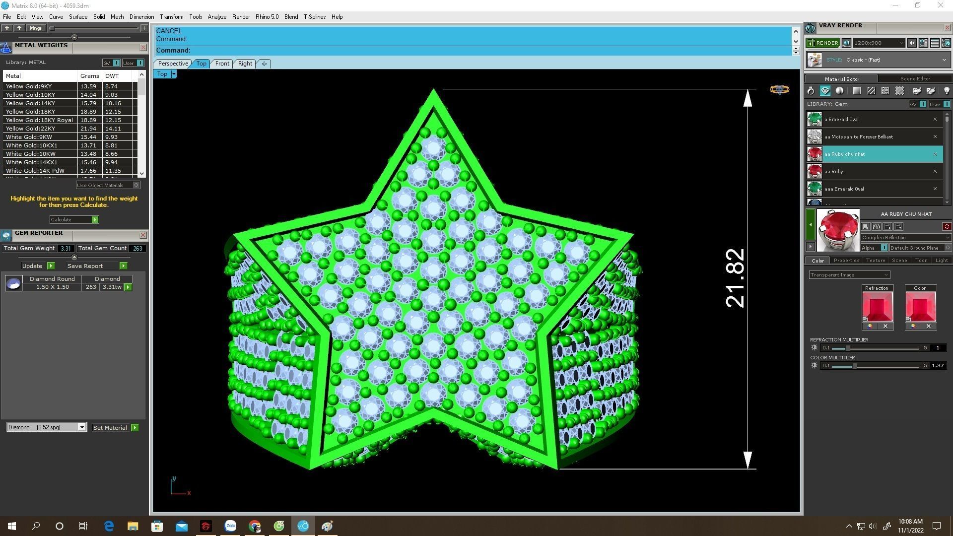 Hip Hop Star Shape Diamond Men Ring 4059  3D print model_6