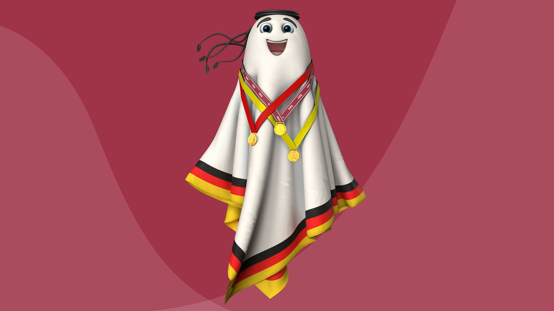 Qatar Worldcup 2022 Character Ball Medal 3D model_14