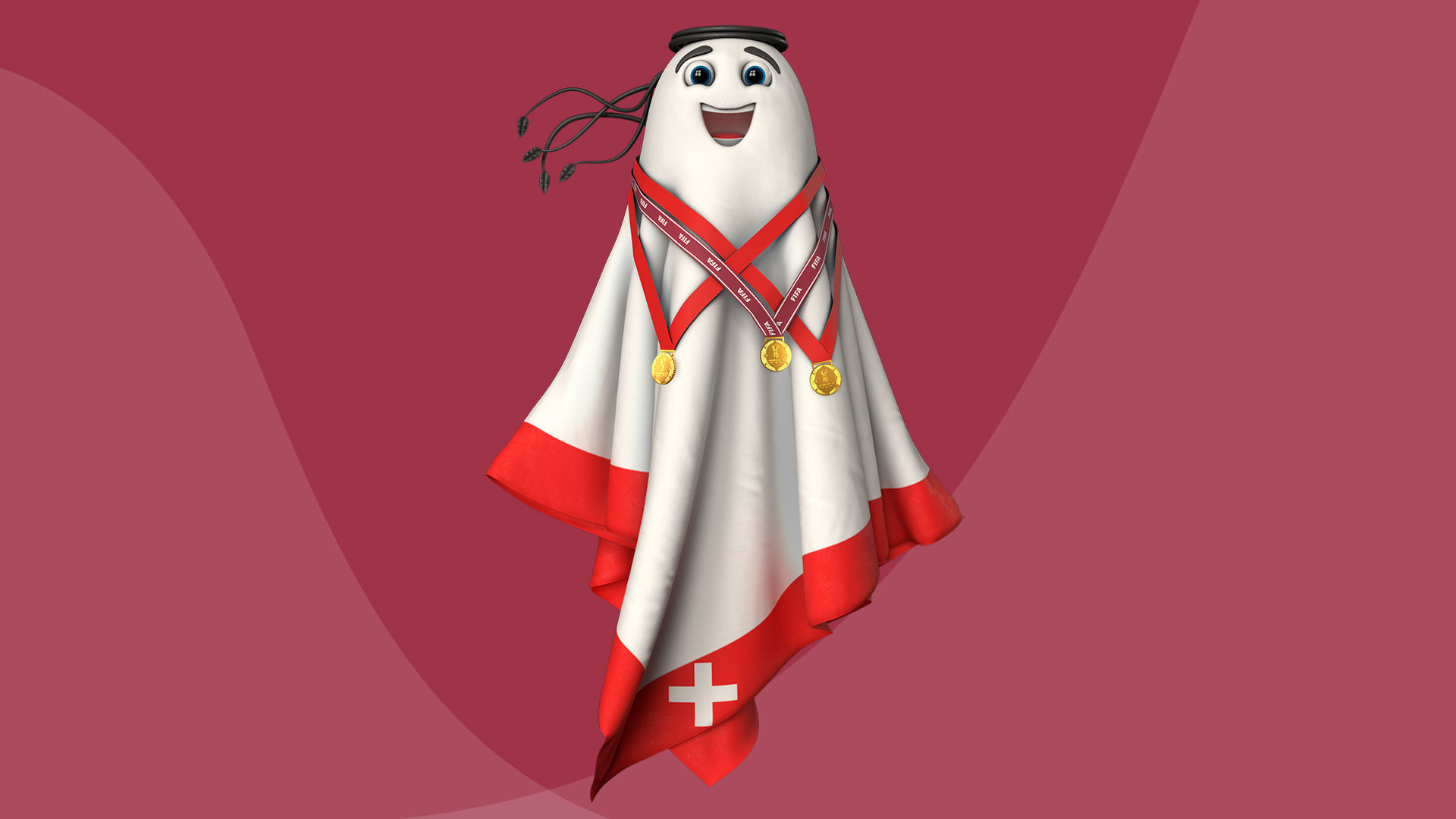 Qatar Worldcup 2022 Character Ball Medal 3D model_29