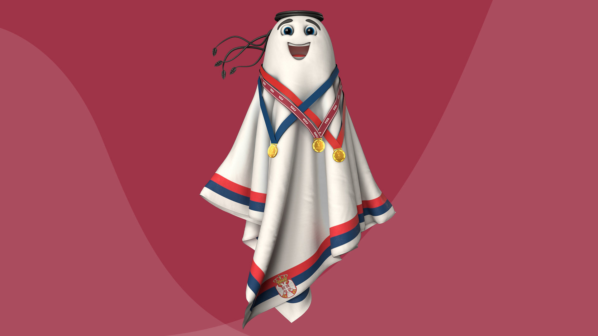 Qatar Worldcup 2022 Character Ball Medal 3D model_27