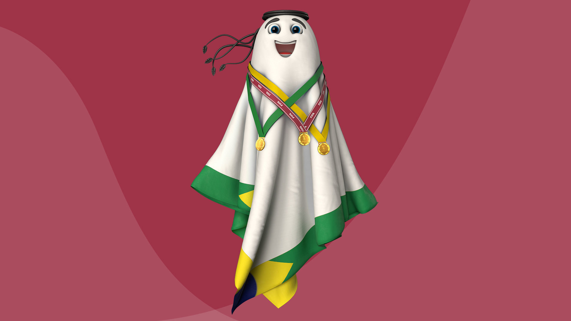 Qatar Worldcup 2022 Character Ball Medal 3D model_5