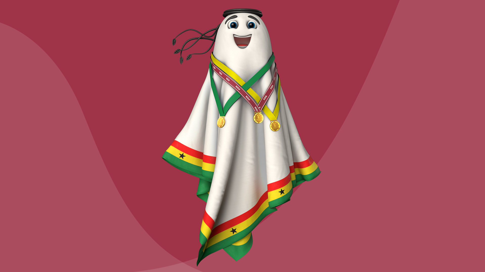 Qatar Worldcup 2022 Character Ball Medal 3D model_15