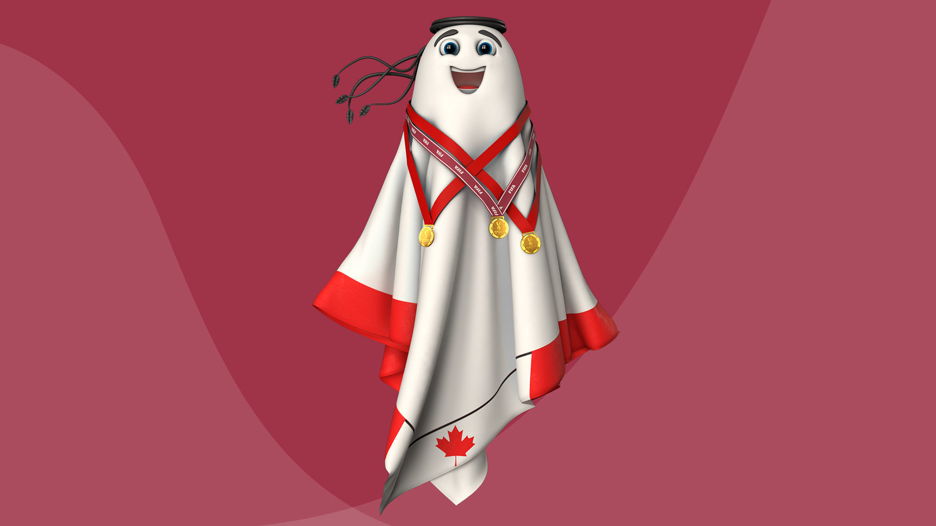 Qatar Worldcup 2022 Character Ball Medal 3D model_7