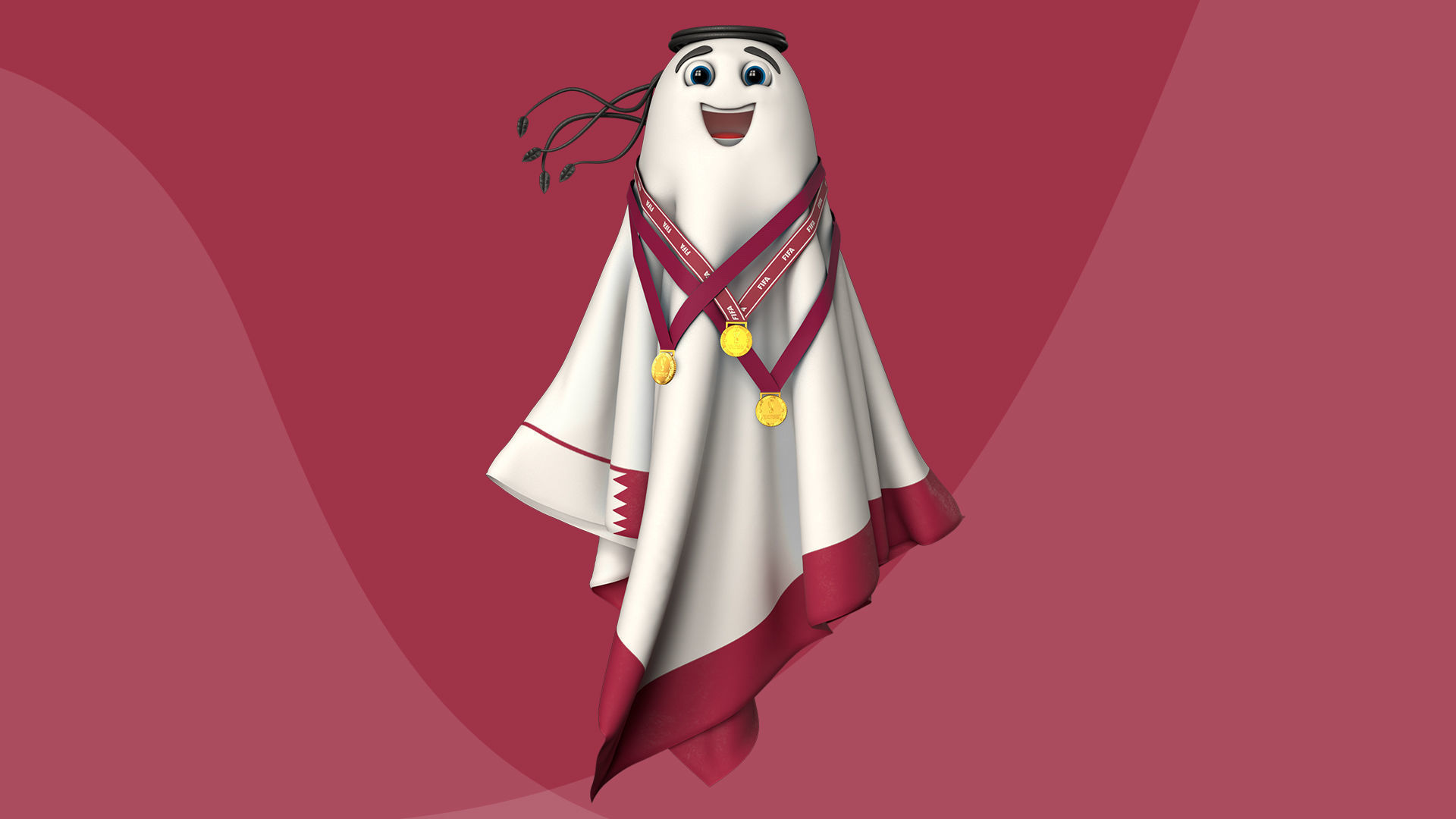 Qatar Worldcup 2022 Character Ball Medal 3D model_16