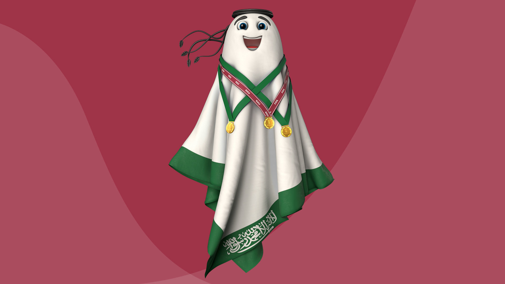 Qatar Worldcup 2022 Character Ball Medal 3D model_25