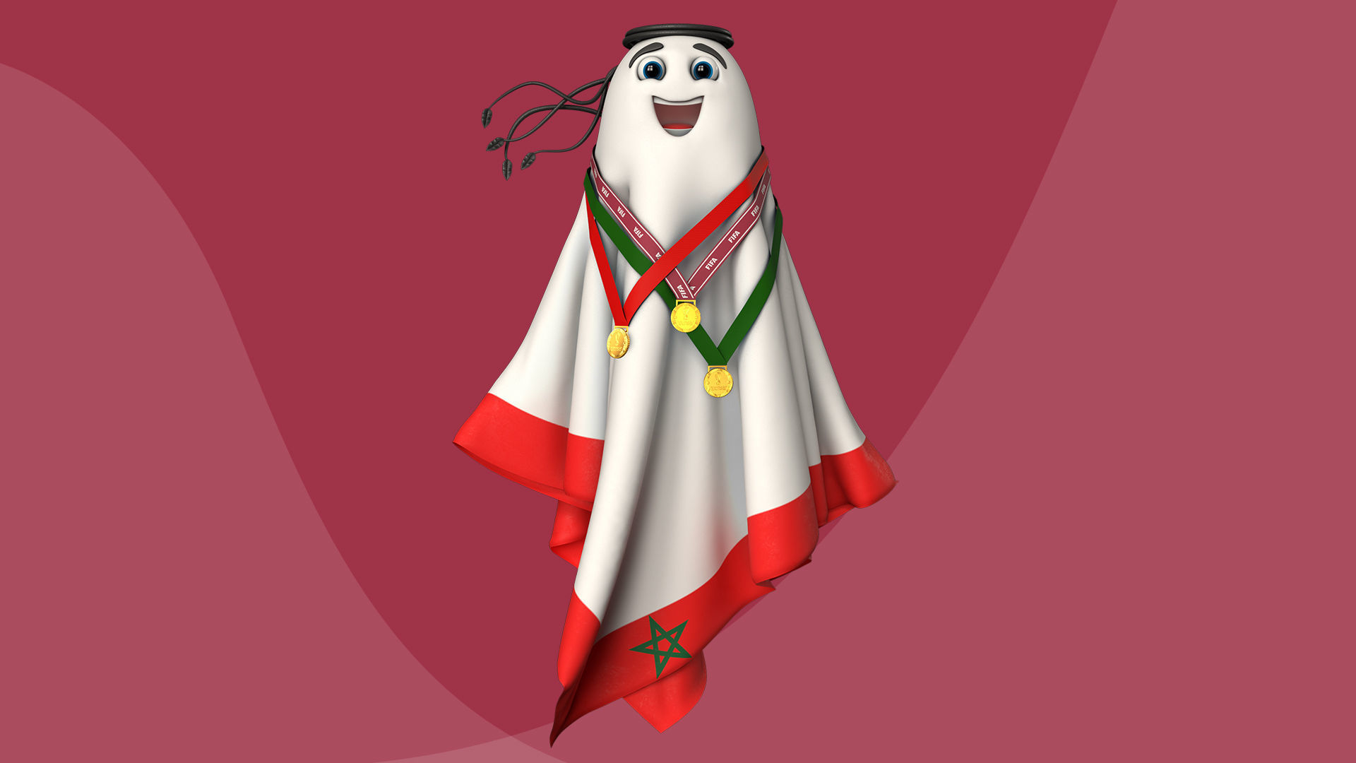 Qatar Worldcup 2022 Character Ball Medal 3D model_21