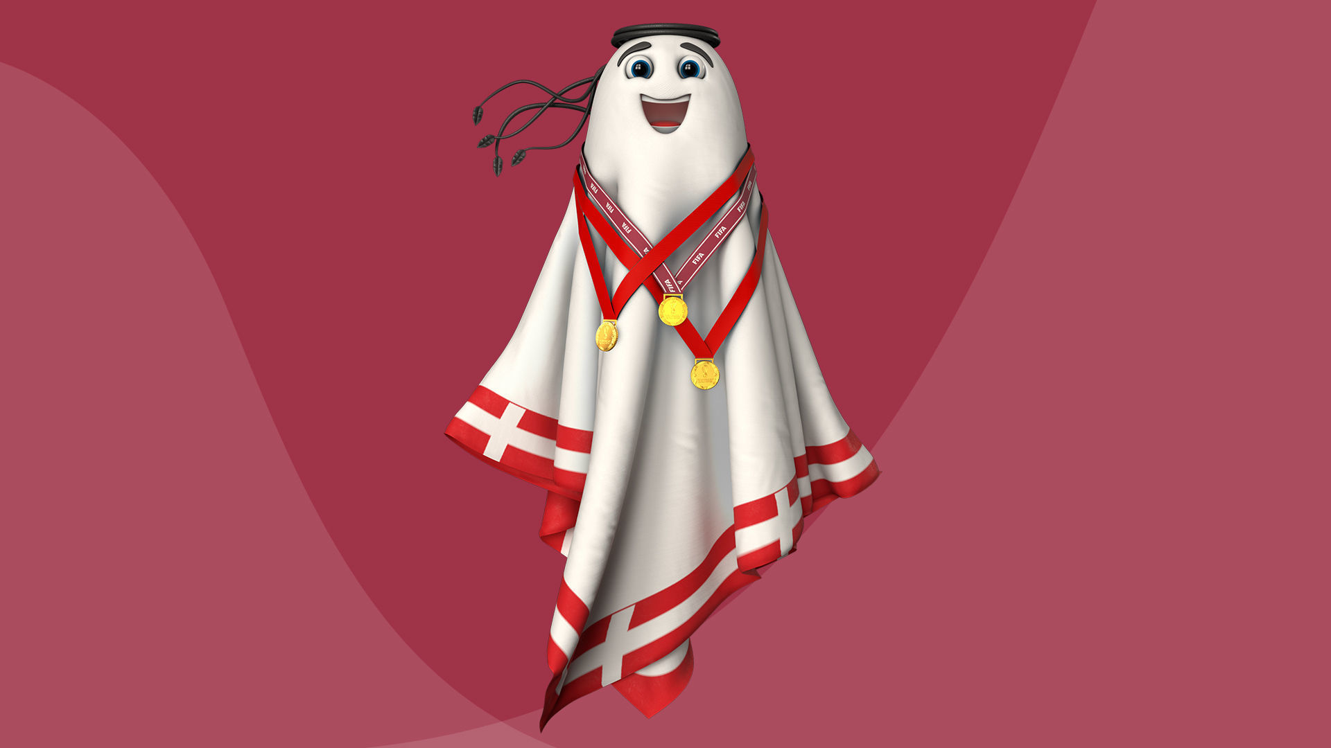 Qatar Worldcup 2022 Character Ball Medal 3D model_10