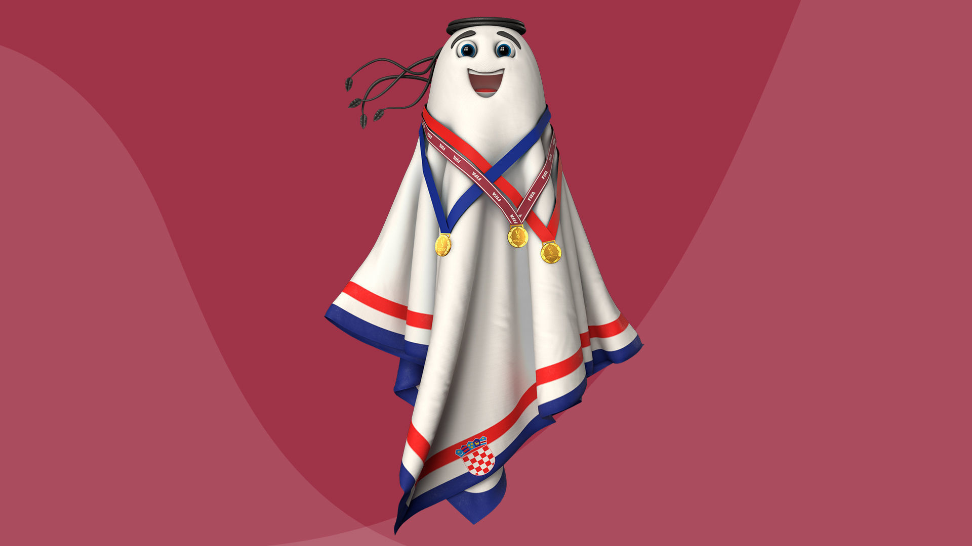 Qatar Worldcup 2022 Character Ball Medal 3D model_9