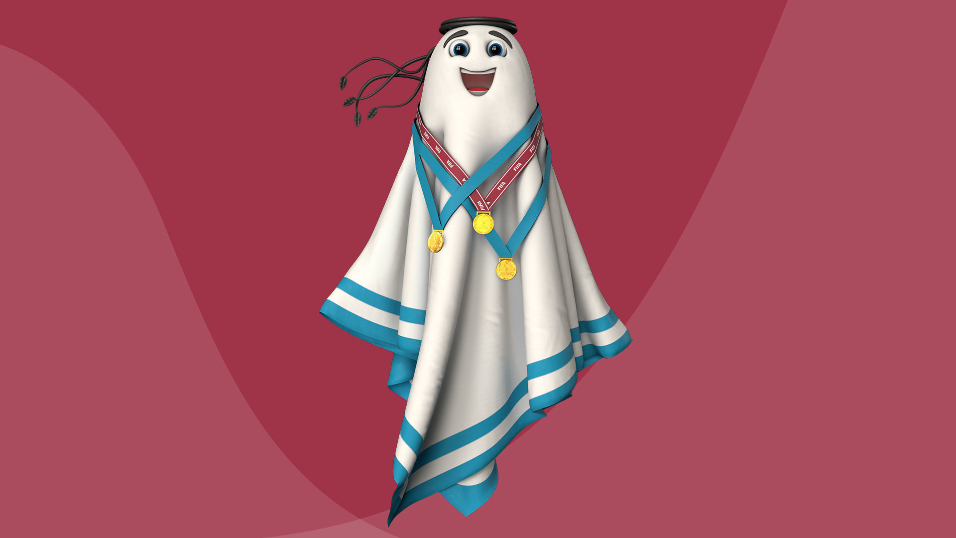 Qatar Worldcup 2022 Character Ball Medal 3D model_2