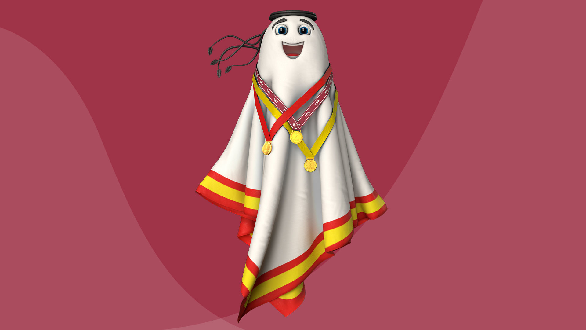 Qatar Worldcup 2022 Character Ball Medal 3D model_28