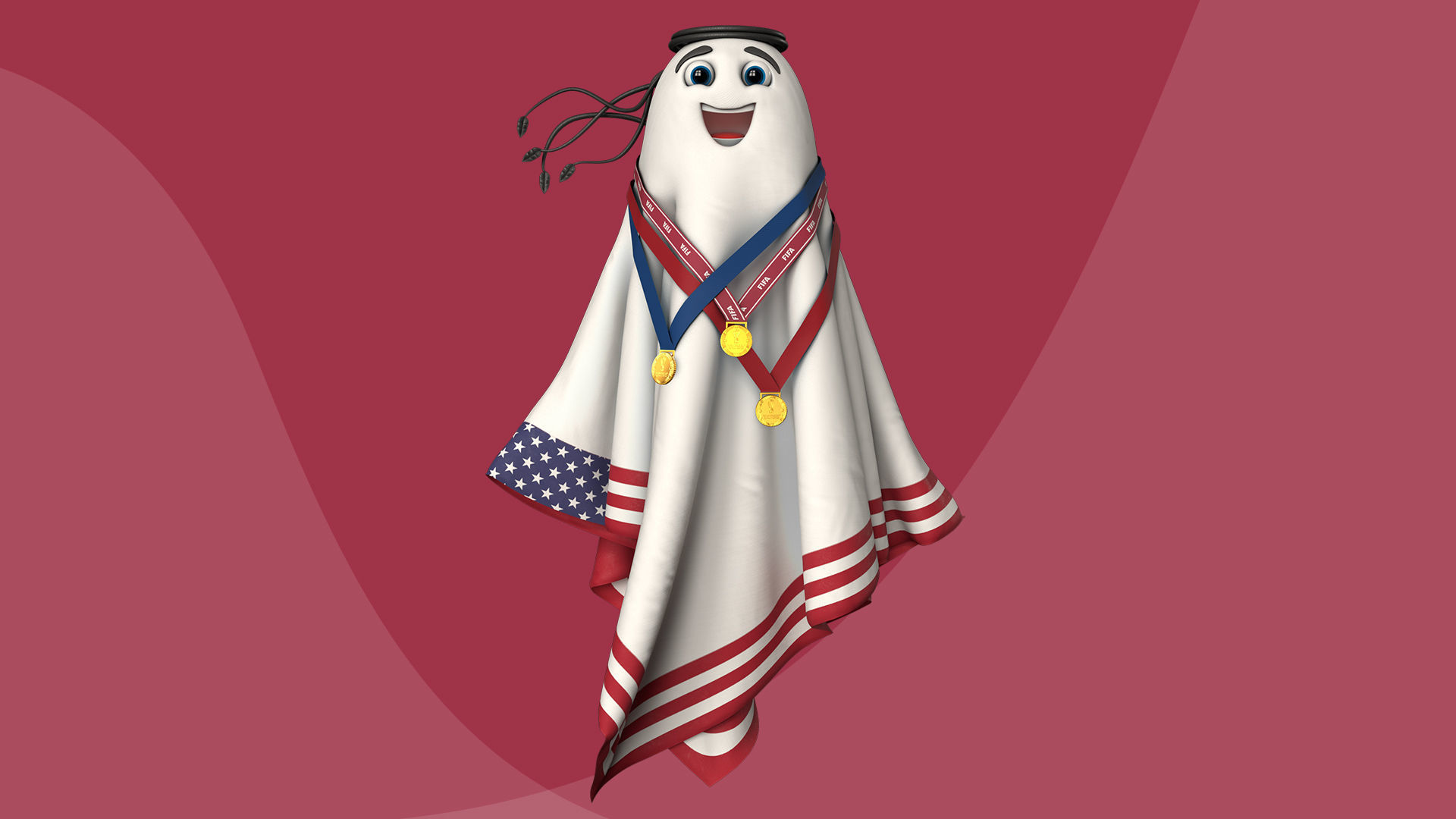 Qatar Worldcup 2022 Character Ball Medal 3D model_32