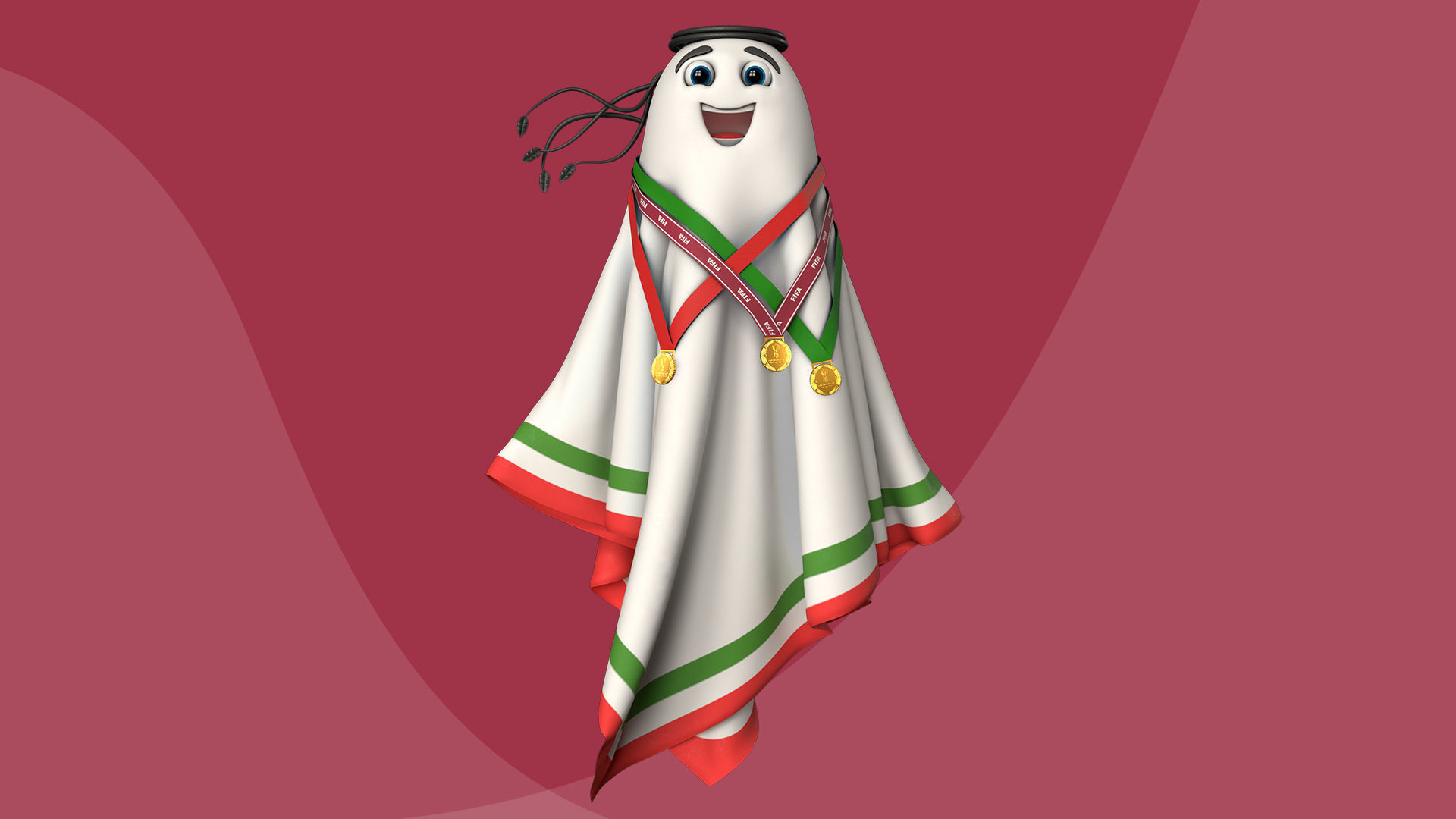 Qatar Worldcup 2022 Character Ball Medal 3D model_17