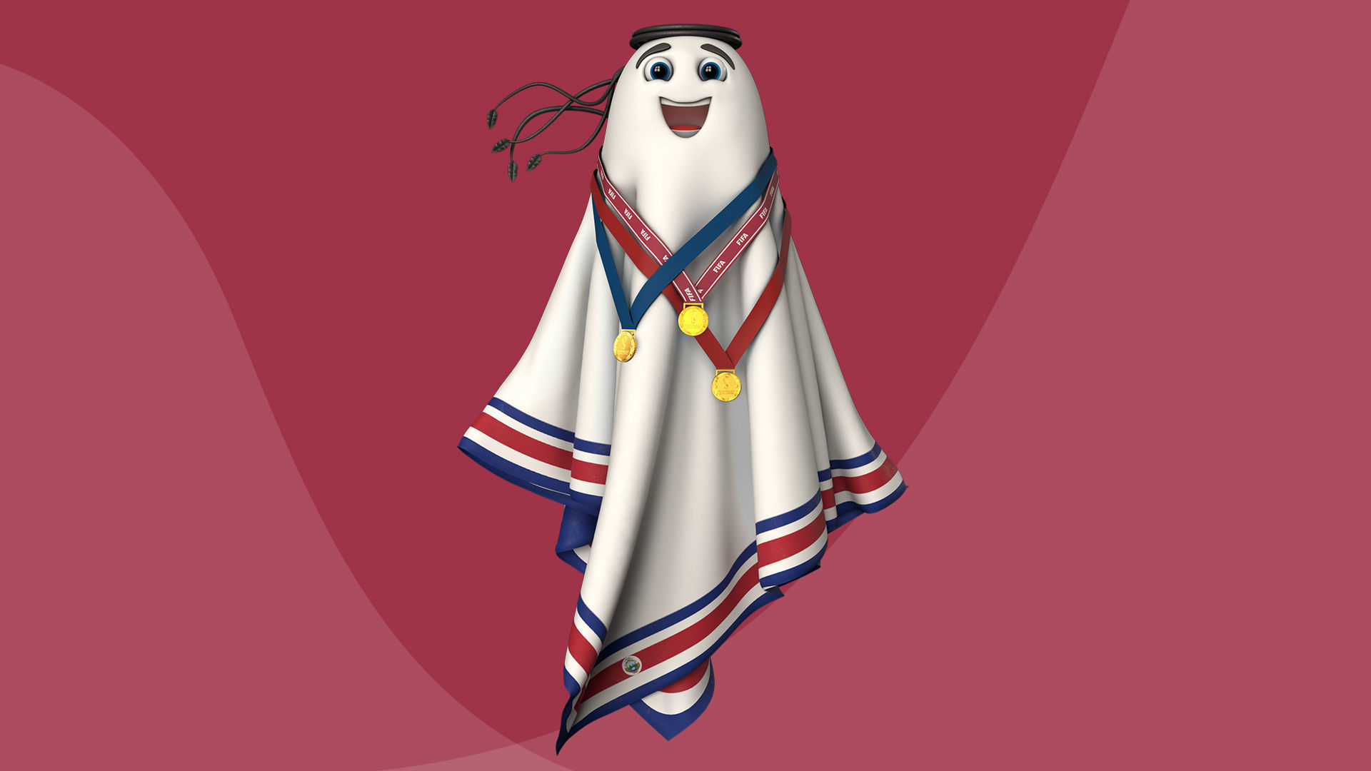 Qatar Worldcup 2022 Character Ball Medal 3D model_8