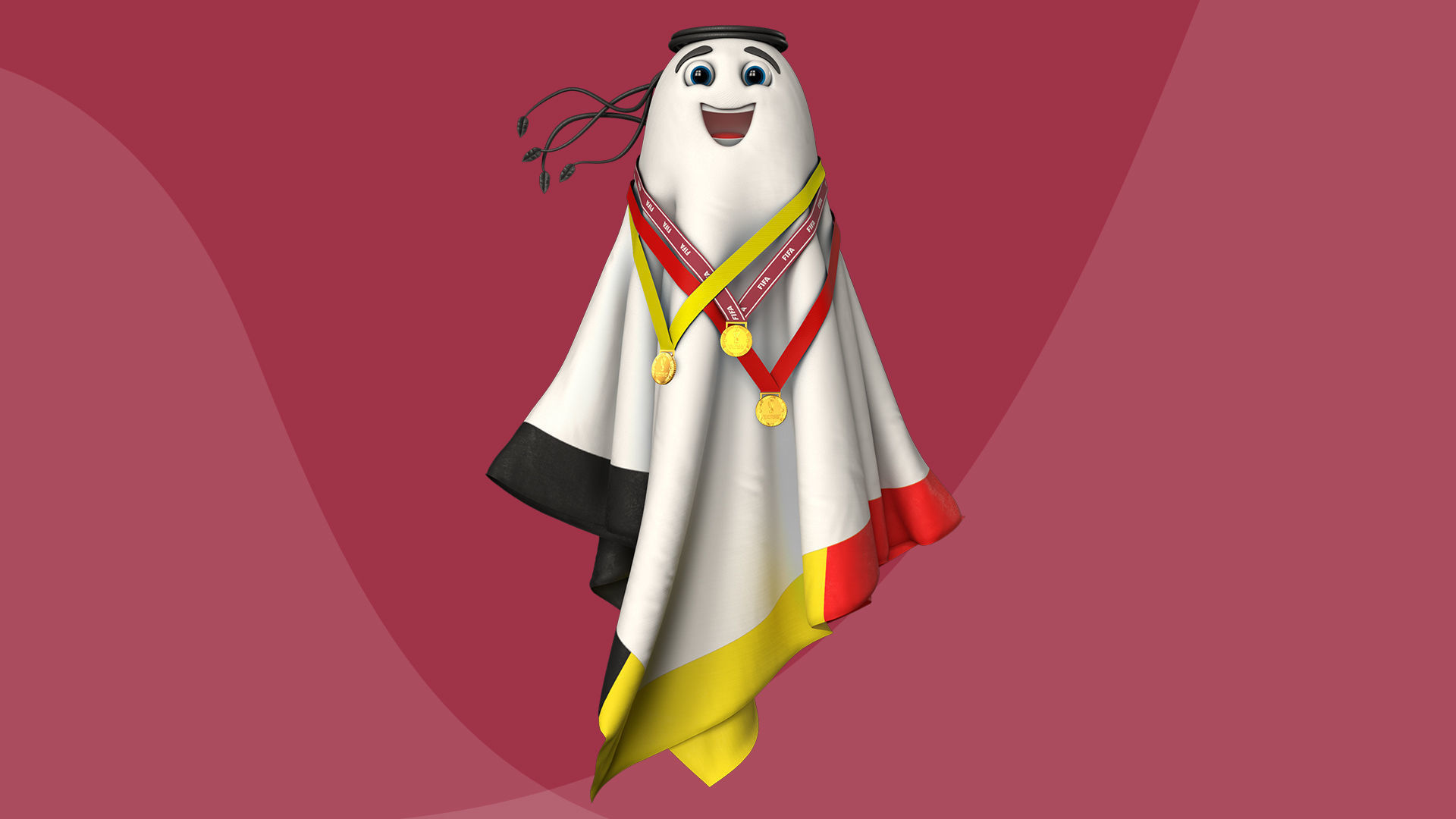 Qatar Worldcup 2022 Character Ball Medal 3D model_4