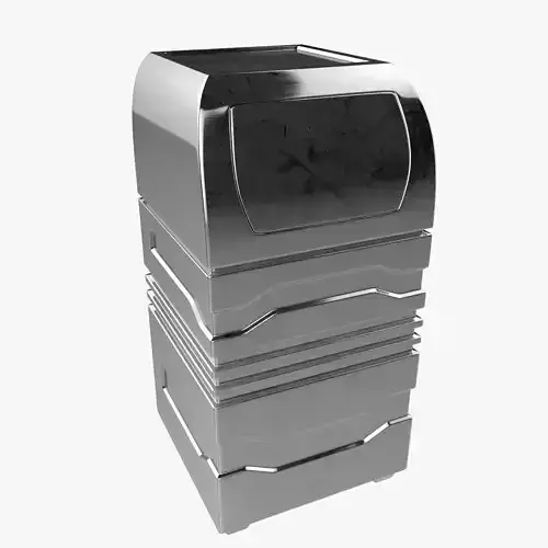 Metal Square Trash Can Low Poly High Poly 3D model
