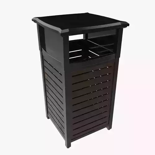 Metal Square Trash Can Low Poly High Poly 3D model