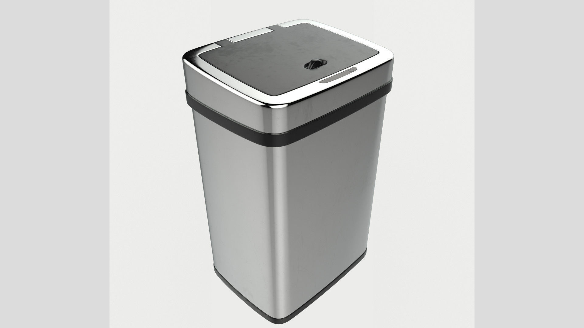 Modern Metal Trash Can Low Poly High Poly 3D model_2