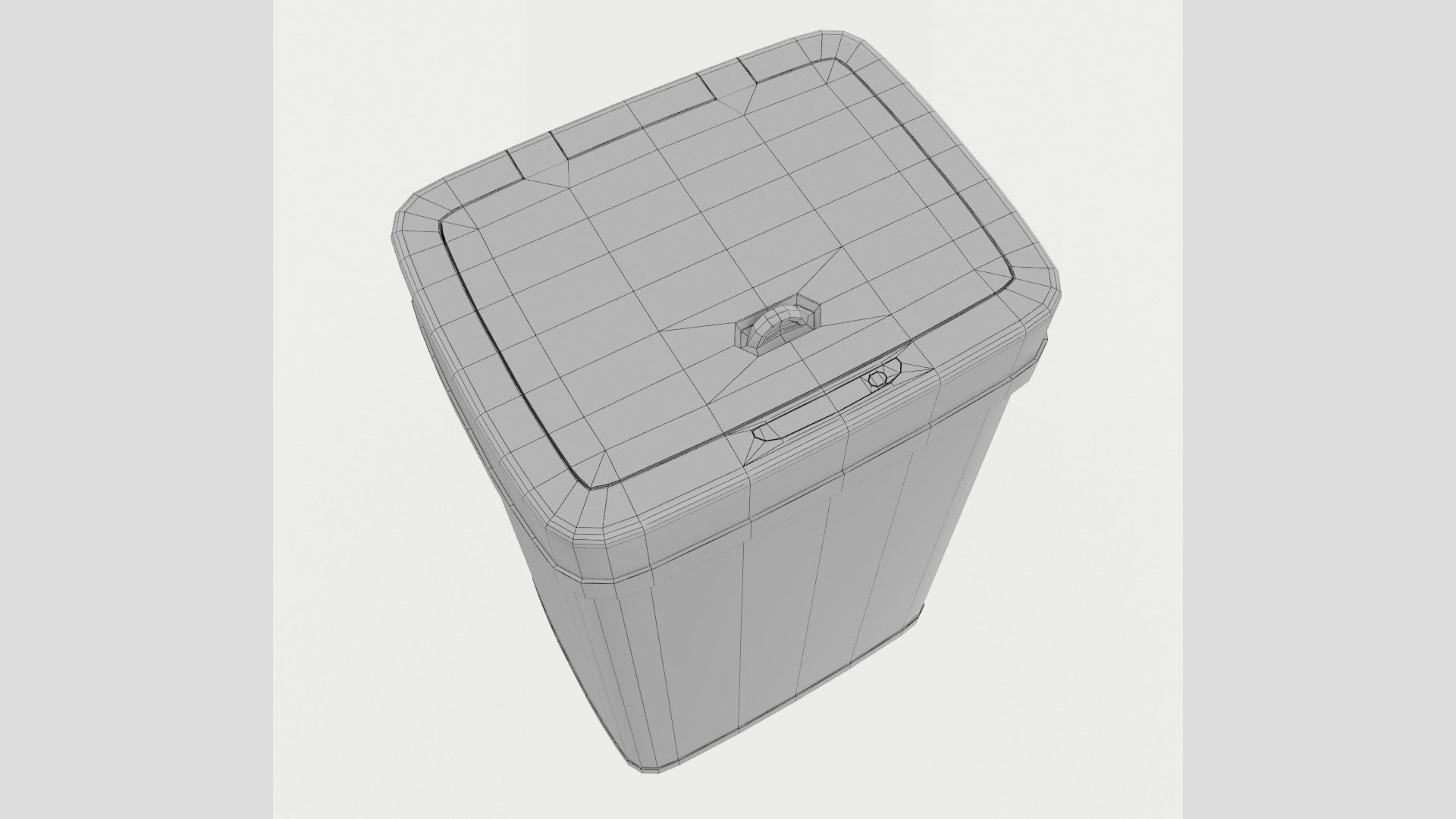 Modern Metal Trash Can Low Poly High Poly 3D model_11