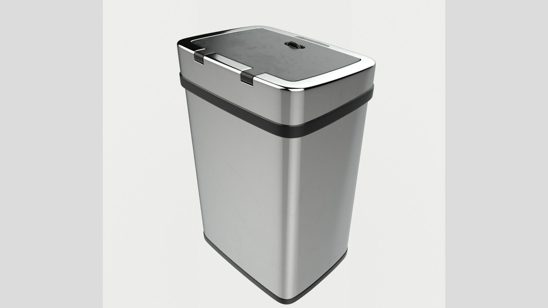 Modern Metal Trash Can Low Poly High Poly 3D model_4