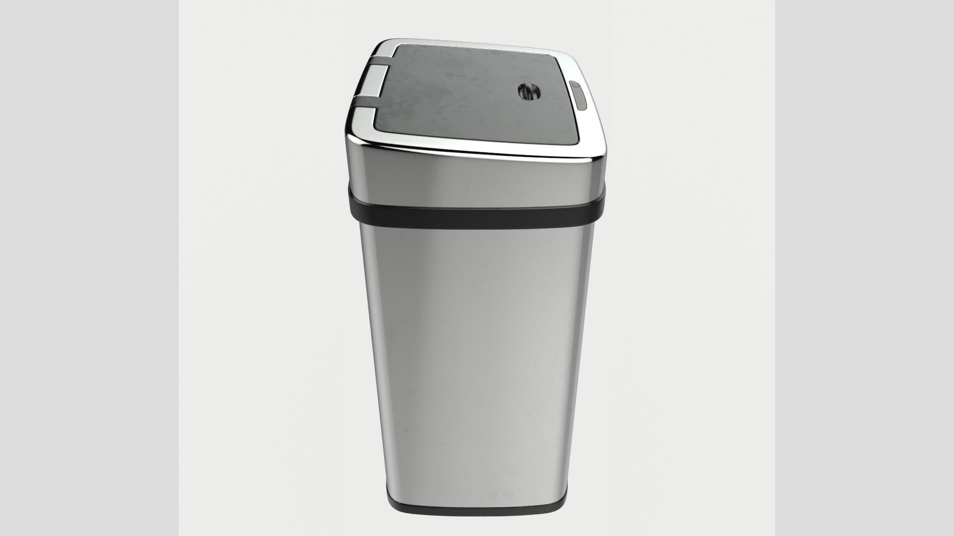 Modern Metal Trash Can Low Poly High Poly 3D model_3