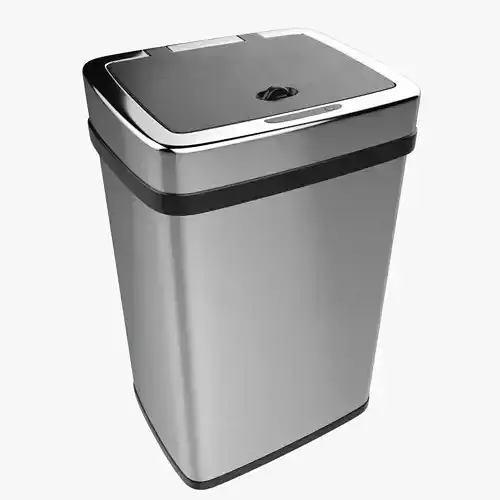 Modern Metal Trash Can Low Poly High Poly