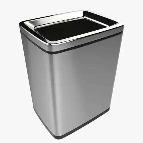 Modern Metal Trash Can Low Poly High Poly