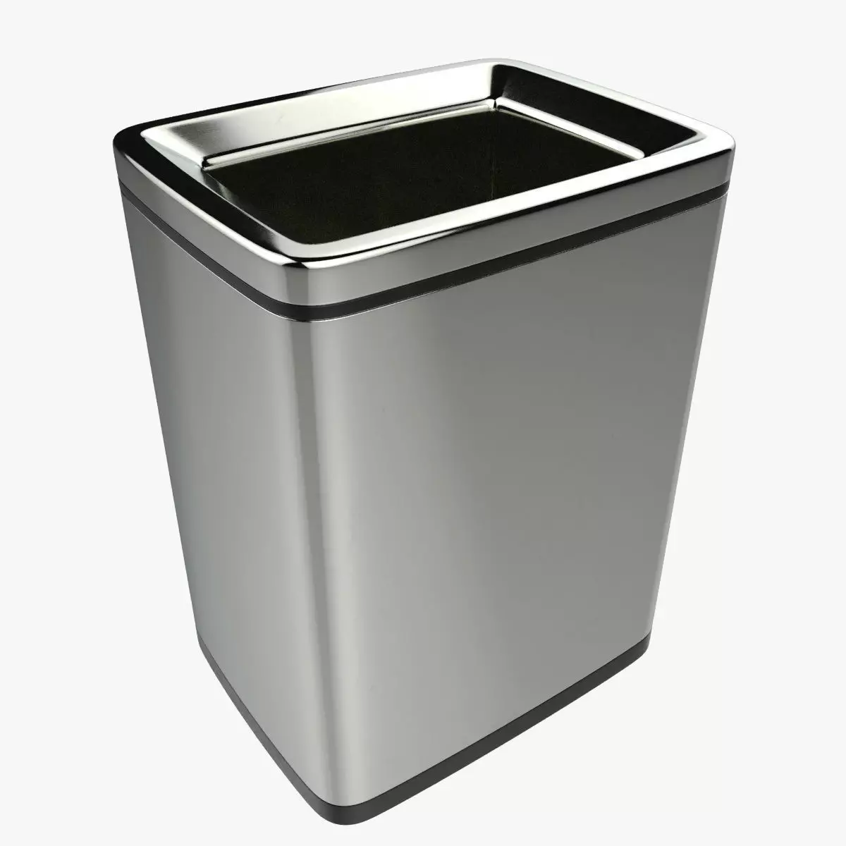 Modern Metal Trash Can Low Poly High Poly 3D model_0