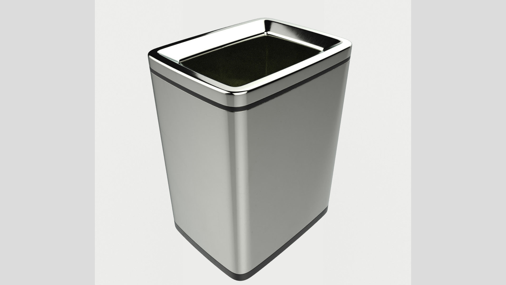 Modern Metal Trash Can Low Poly High Poly 3D model_2