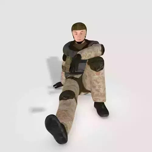 Low poly realistic asiatic soldier