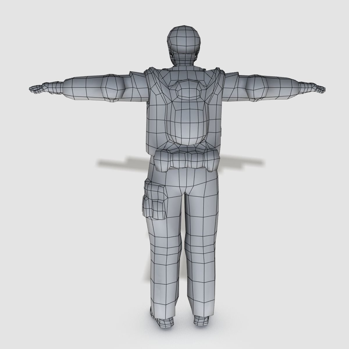 Low poly realistic asiatic soldier Low-poly 3D model_13
