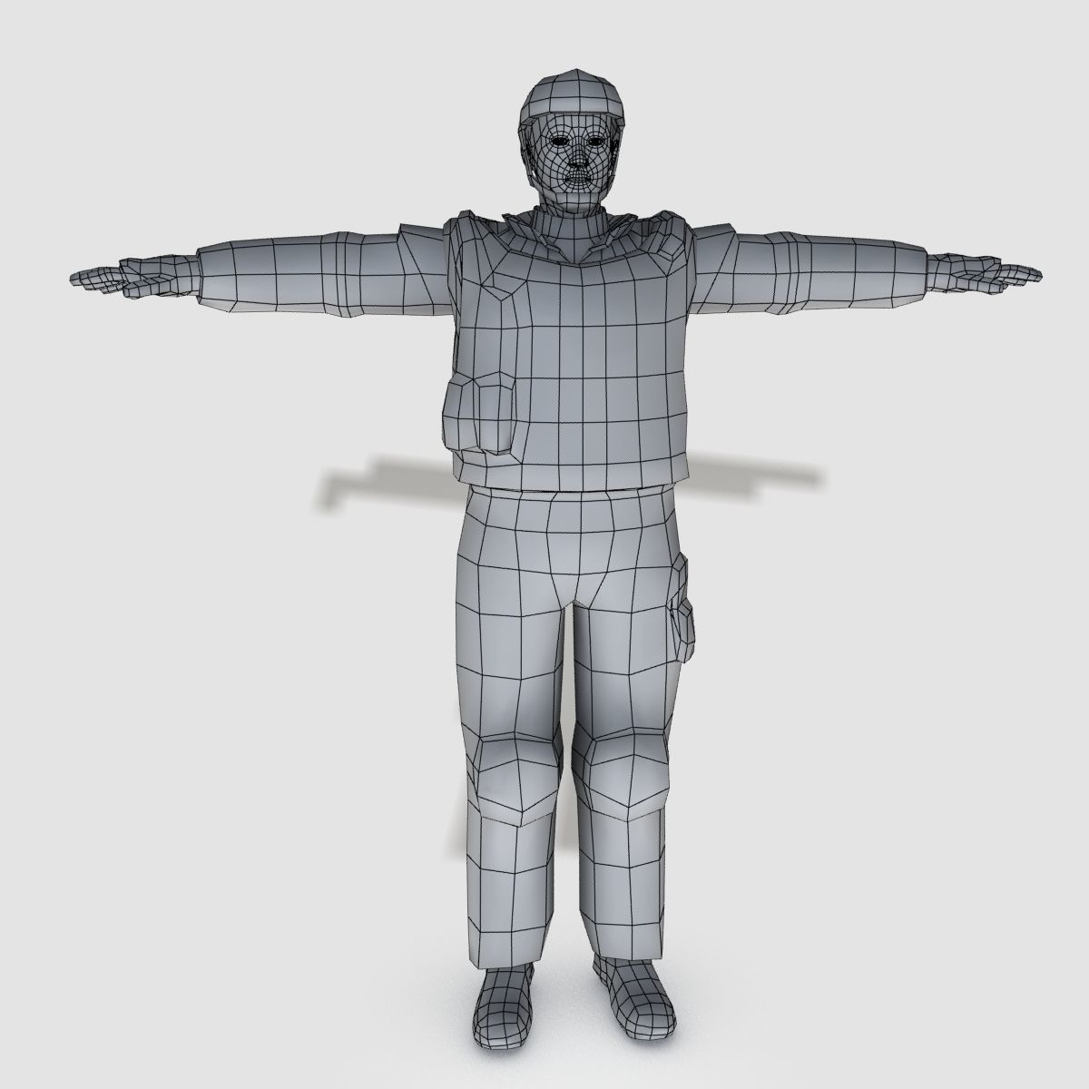 Low poly realistic asiatic soldier Low-poly 3D model_12