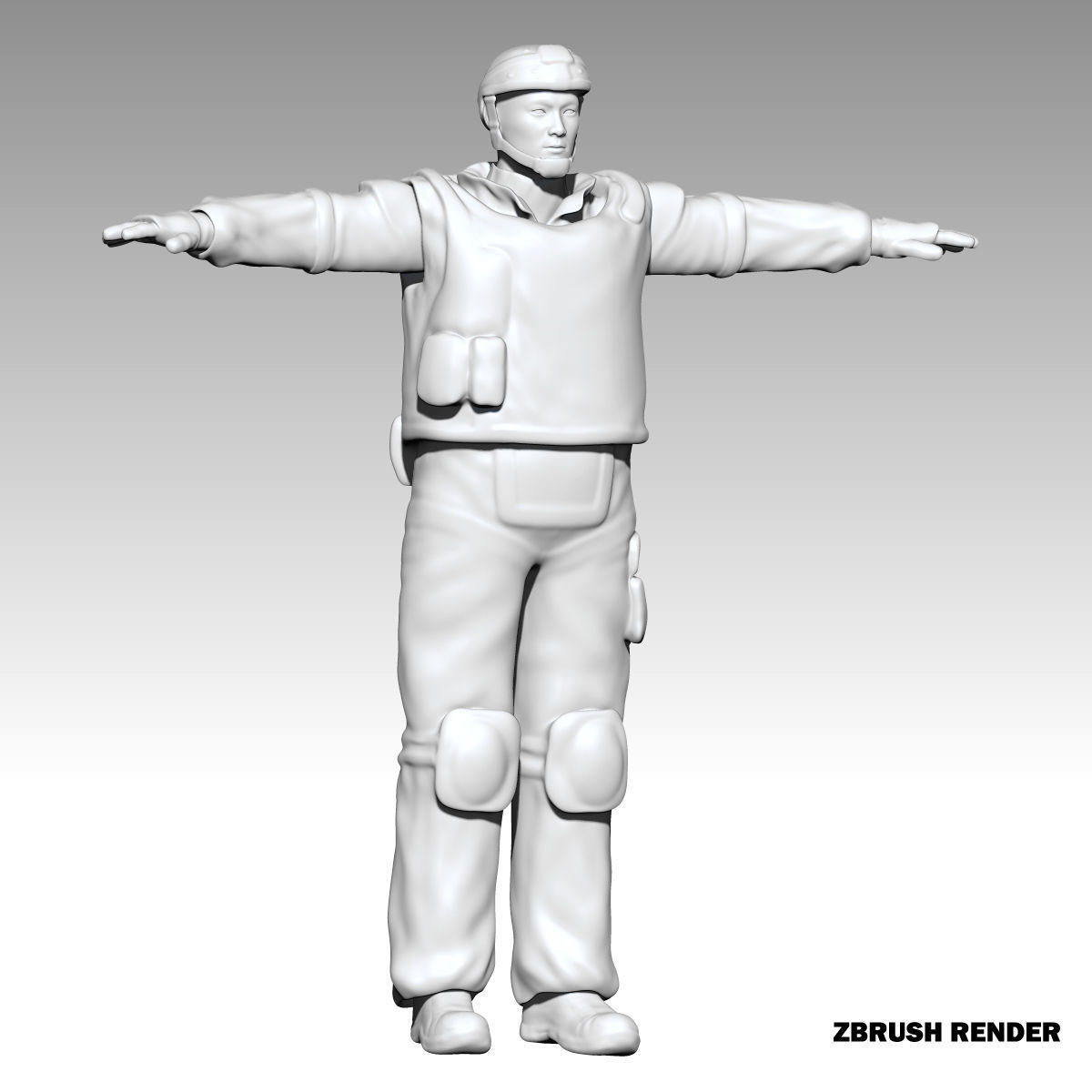 Low poly realistic asiatic soldier Low-poly 3D model_11