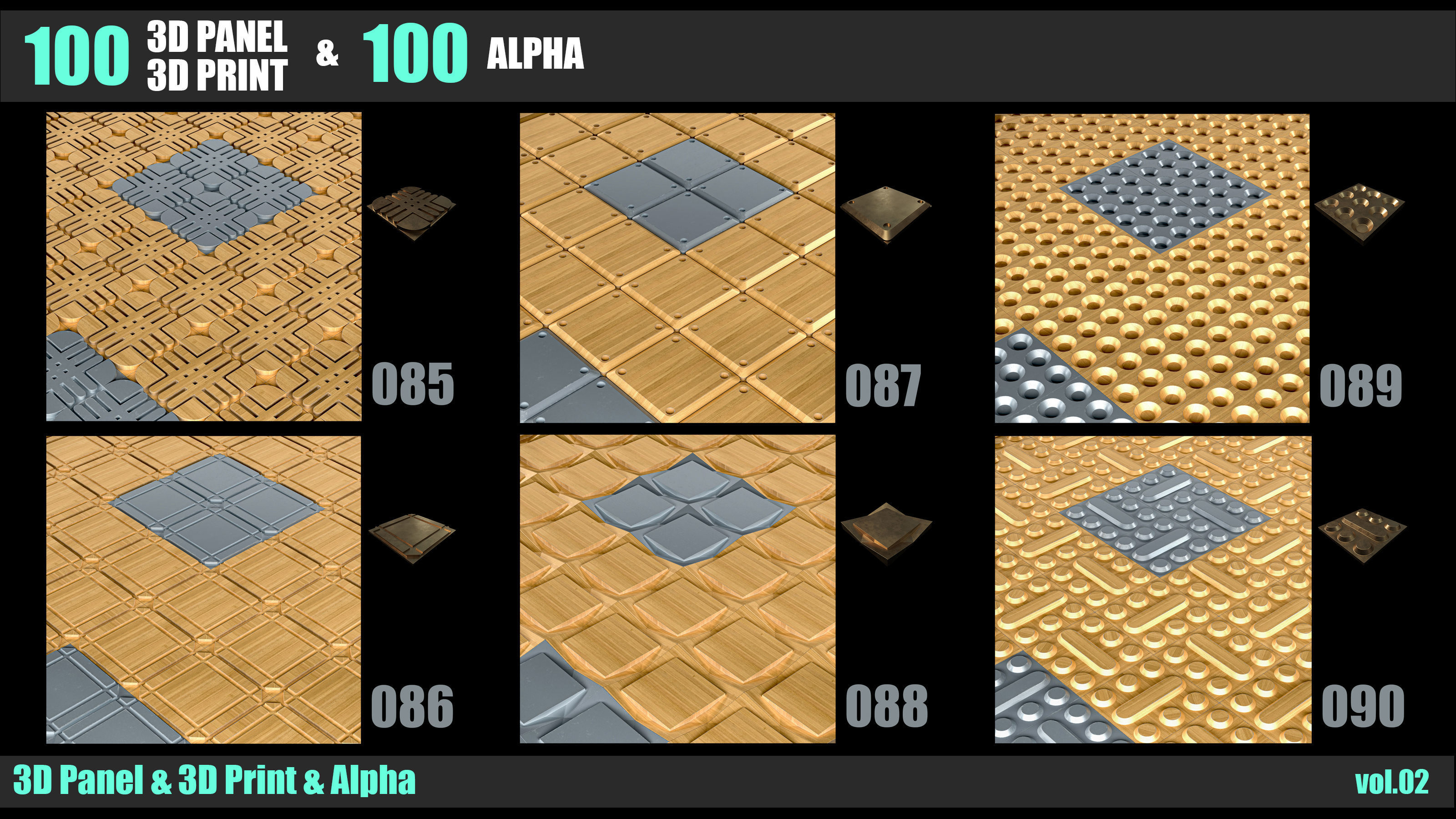 100 3D PANEL and 3D PRINT and  ALPHA  VOL 02 3D print model_17