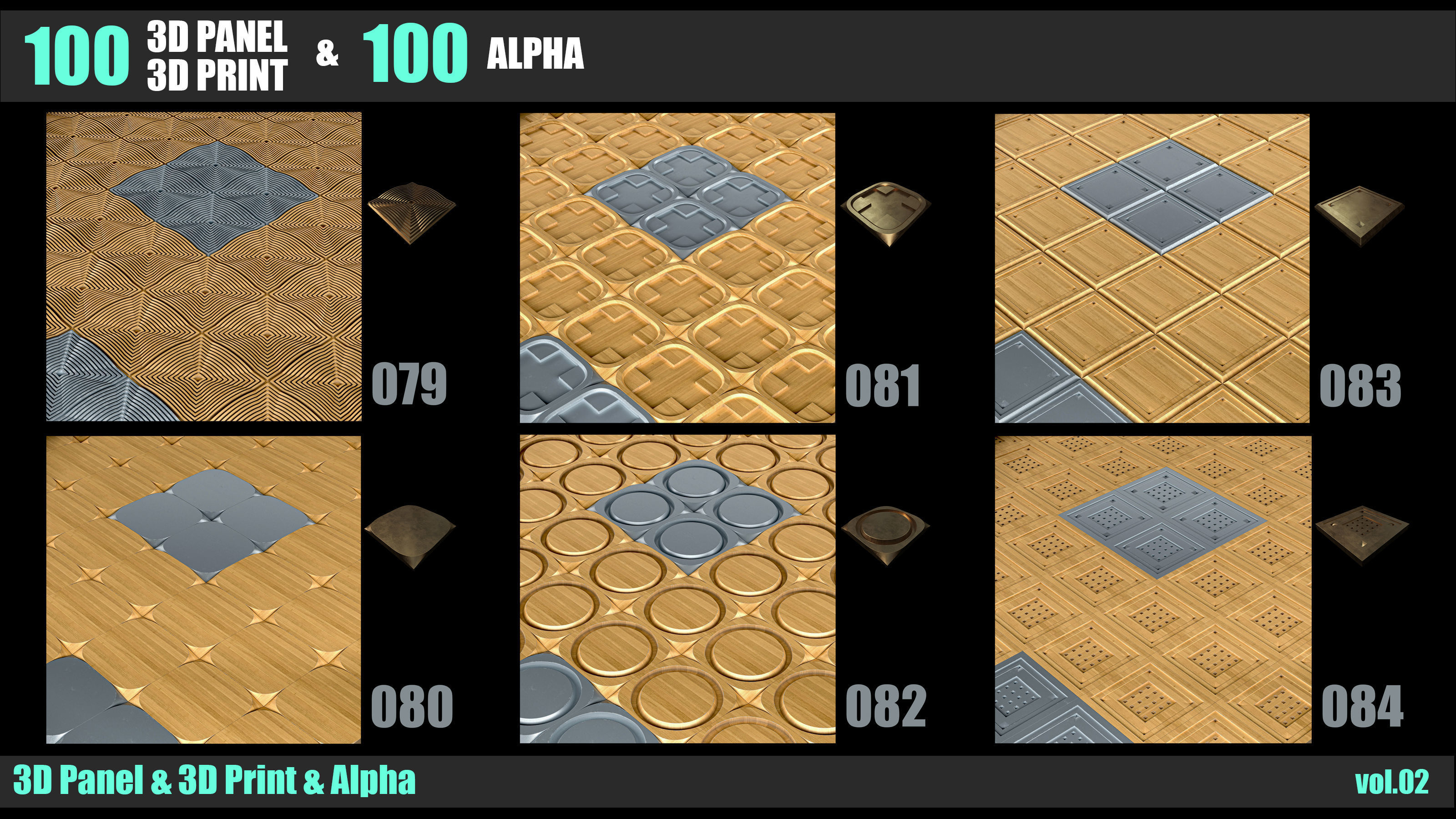 100 3D PANEL and 3D PRINT and  ALPHA  VOL 02 3D print model_16