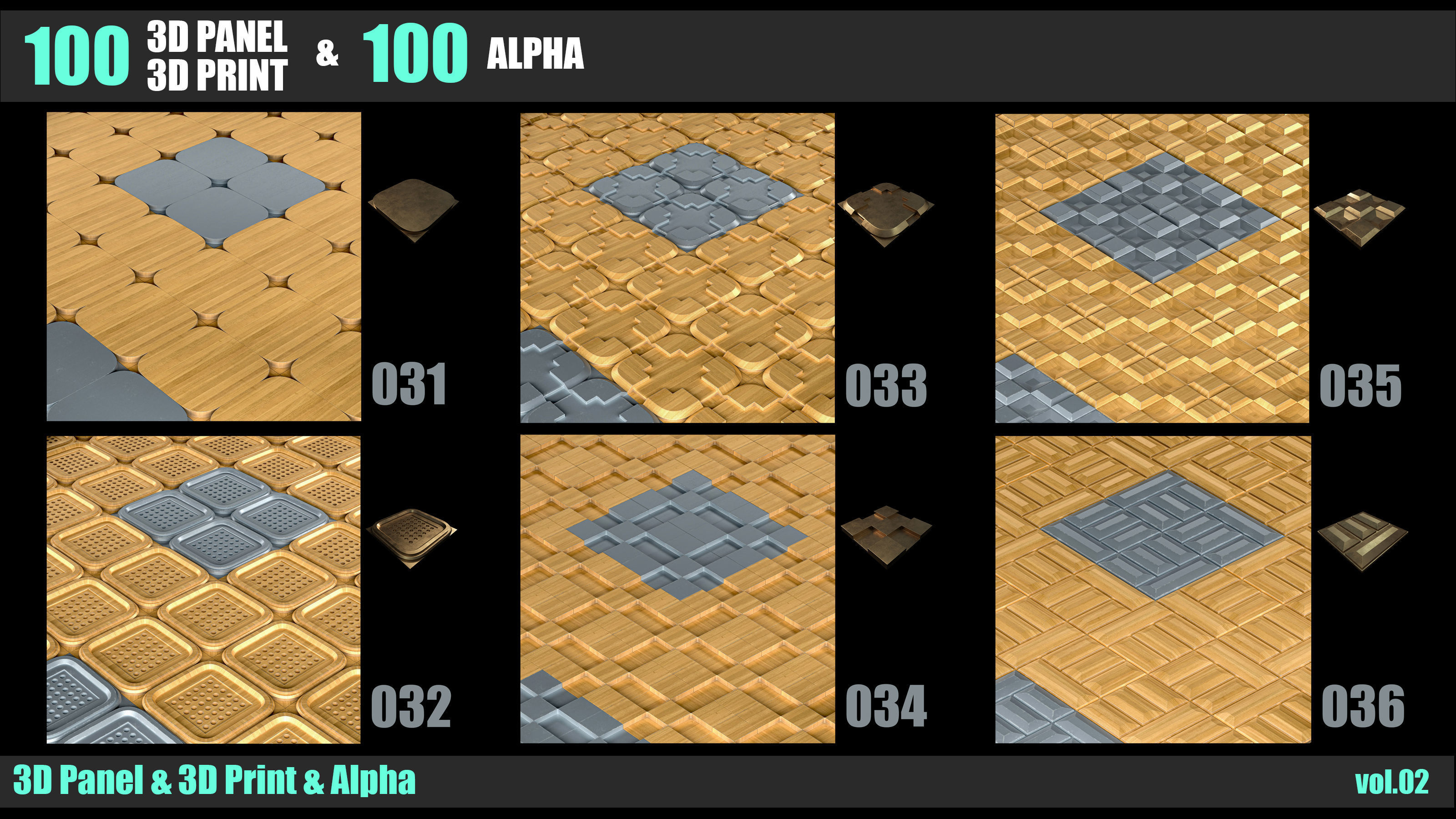 100 3D PANEL and 3D PRINT and  ALPHA  VOL 02 3D print model_8