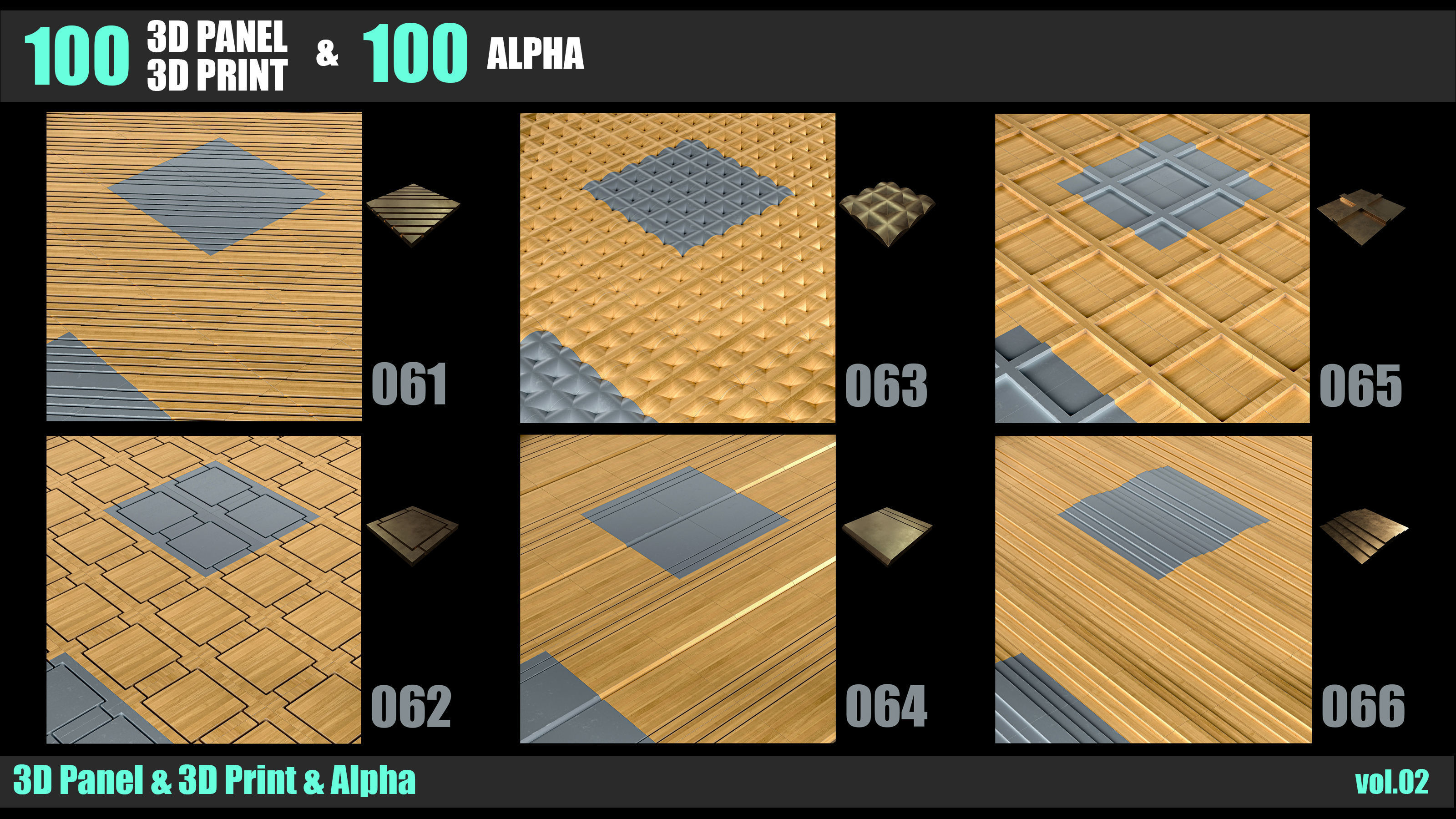 100 3D PANEL and 3D PRINT and  ALPHA  VOL 02 3D print model_13