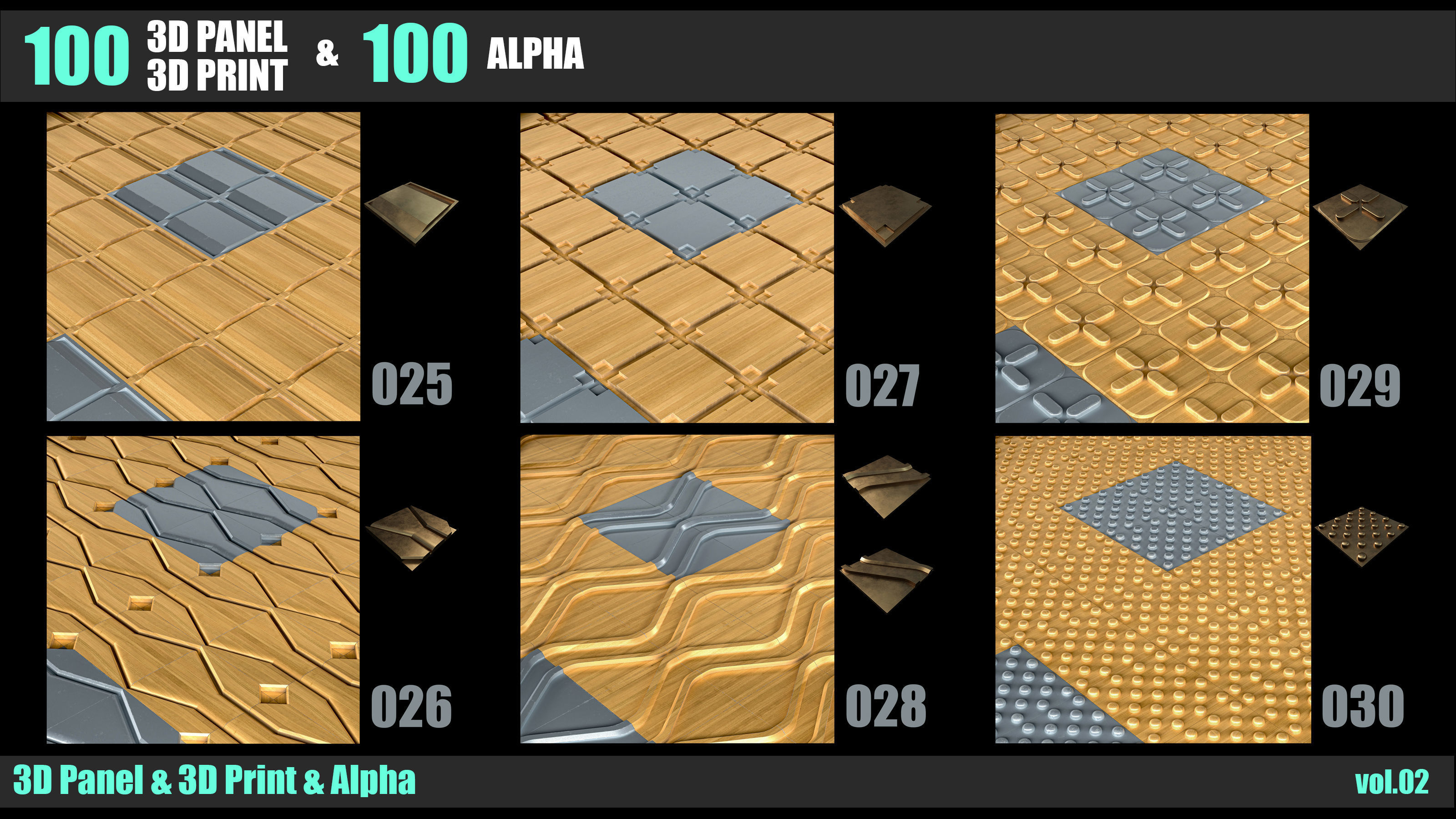 100 3D PANEL and 3D PRINT and  ALPHA  VOL 02 3D print model_7