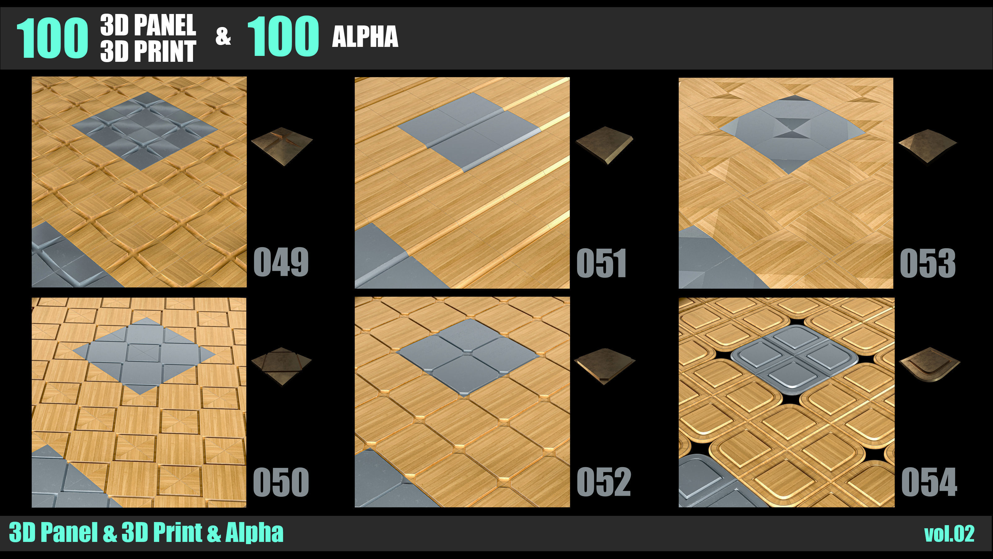 100 3D PANEL and 3D PRINT and  ALPHA  VOL 02 3D print model_11
