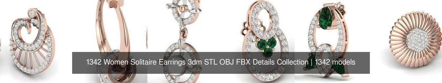 1342 Women Solitaire Earrings 3dm STL OBJ FBX Details Collection _16